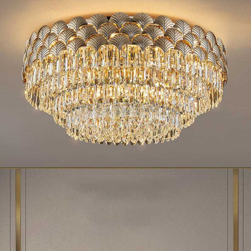 Crystal Ceiling Light - Round Shell Top